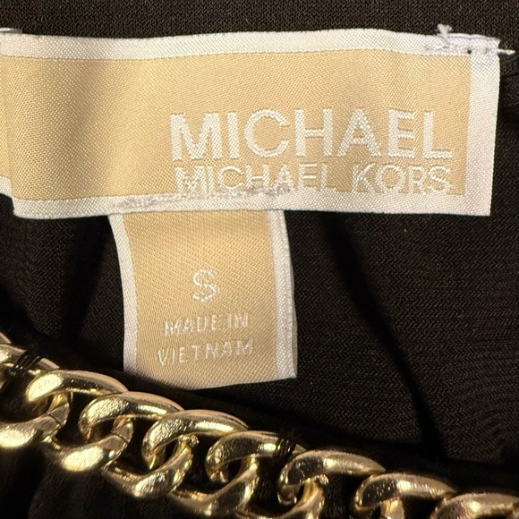 Michael Kors Cold Shoulder Black Blouse with Gold Chain Detail - Picture 2 of 12